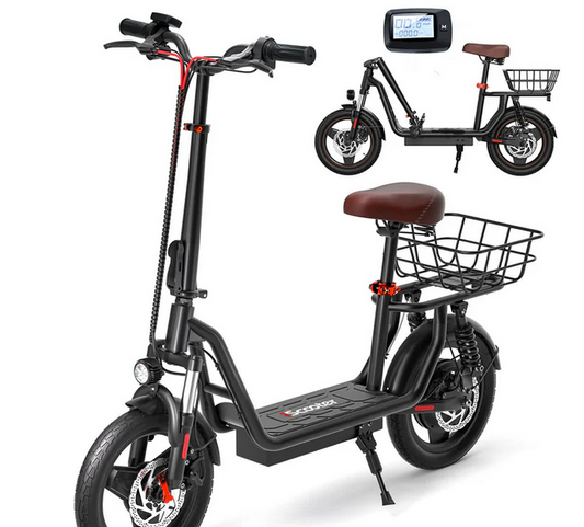 iScooter i14 800W Electric Scooter with Seat & Basket for Adults